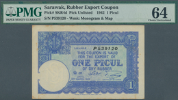 02301 Sarawak: 1 Picul Rubber Coupon 1941 P. NL, SKR 4d, In Condition: PMG Graded 64 Choice UNC. - Malaysie