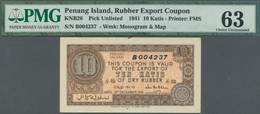 02302 Sarawak: Penang Island, 25 Katis Export Coupon 1941 P. NL, KNB26, In Condition: PMG Graded 63 Choice - Malaysia