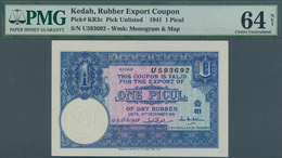 02303 Sarawak: Kedah, Rubber Export Coupon, 1 Picul 1941 P. NL, KR3c, Condition: PMG Graded 64 Choice UNC - Malasia