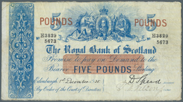 02318 Scotland / Schottland: The Royal Bank Of Scotland 5 Pounds 1935 P. 137b, Used With Vertical And Hori - Andere & Zonder Classificatie