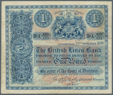 02319 Scotland / Schottland: The British Linen Bank 1 Pound 1914 P. 151a, Early Type, Vertical And Horizon - Sonstige & Ohne Zuordnung