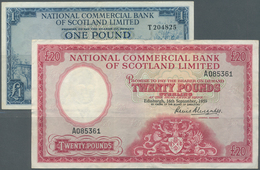 02332 Scotland / Schottland: Set Of 2 Notes National Commercial Bank Of Scotland 1 And 20 Pounds 1959 P. 2 - Autres & Non Classés