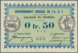 02347 Senegal: 0.50 Francs 1917 P. 1c With Center Fold And Dints In Paper, Condition: VF+. - Sénégal