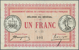 02349 Senegal: 1 Franc 1917 P. 2b, Unfolded But Light Corner Bending, Condition: AUNC. - Senegal