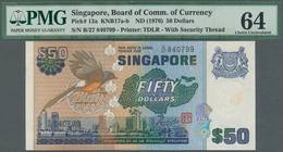 02365 Singapore / Singapur: Set Of 2 CONSECUTIVE Banknotes 50 Dollars ND(1976) P. 13a, Both In Condition: - Singapour