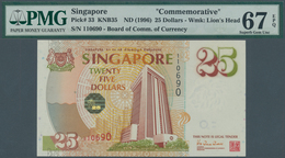 02370 Singapore / Singapur: 25 Dollars ND(1996) P. 33, Condition: PMG Graded 67 Superb Gem UNC EPQ. - Singapour