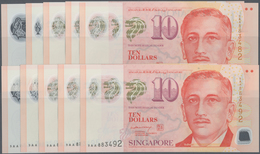 02372 Singapore / Singapur: Set With 10 Banknotes 10 Dollars 2004-2016, P.48a, All With Prefix 9AA In UNC - Singapore