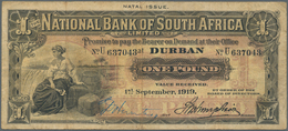 02386 South Africa / Südafrika: Natal Issue Of National Bank Of South Africa, 1 Pound 1919 P. S392, Used W - Suráfrica