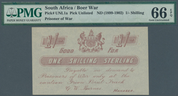 02388 South Africa / Südafrika: Boer War 1 Shilling ND(1899-1902) P. NL, Condition: PMG Graded 66 GEM UNC - South Africa