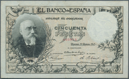 02402 Spain / Spanien: 50 Pesetas 1905 P. 56, Rare Banknote, 3 Light Vertical And One Horizontal Fold, One - Other & Unclassified