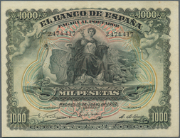 02404 Spain / Spanien: 1000 Pesetas 1907 P. 66a, Center Fold, Light Horizontal Fold, No Holes Or Tears, No - Other & Unclassified