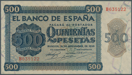 02414 Spain / Spanien: 500 Pesetas 1936 With Cancellation Perforation P. 102s, Regular Serial Number, Vert - Other & Unclassified