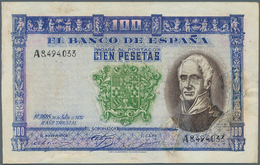 02418 Spain / Spanien: 100  Pesetas 1937 P. 106C, Highly Rare Issue, Unissued Design, With Serial Number A - Other & Unclassified