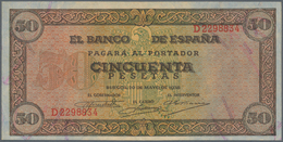 02420 Spain / Spanien: 50 Pesetas 1938 P. 112a, Light Center Fold, Otherwise Perfect, Condition: XF+. - Sonstige & Ohne Zuordnung