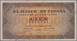 02421 Spain / Spanien: 100 Pesetas 1938 P. 113, Very Light Center Bend, Condition: XF+ To AUNC. - Autres & Non Classés