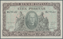 02429 Spain / Spanien: 100 Pesetas 1940 Specimen P. 118s, Cancellation Perforation, Regular Serial Number, - Autres & Non Classés