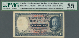 02445 Straits Settlements: 1 Dollar 1933, Rare Date, P. 16a In Condition: PMG 35 Choice VF. - Malaysia