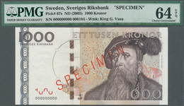 02461 Sweden / Schweden: 1000 Kronor ND(2005) SPECIMEN, P.67s In Almost Perfect Condition, PMG Graded 64 C - Sweden