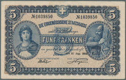 02462 Switzerland / Schweiz: 5 Franken 1914 P. 14, Strong Original Paper, Bright Colors, Only One Vertical - Schweiz