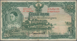 02481 Thailand: 20 Baht 1936 P. 29, In Condition: F+. - Thailand