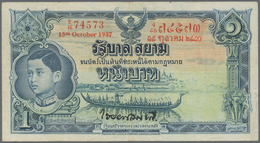 02482 Thailand: Government Of Siam Set With 3 Banknotes 1 Baht 1937, 10 Baht 1935 And 20 Baht 1936 With Po - Thailand