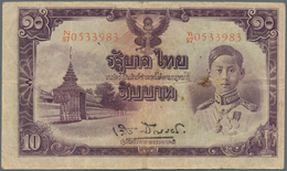 02484 Thailand: 10 Baht ND(1945) P. 48, Used With Folds And Creases, No Holes Or Tears, Still Strongness I - Thailand