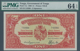 02494 Tonga: 1 Pound 1966 P. 11e In Condition: PMG Graded 64 Choice UNC EPQ. - Tonga