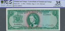 02497 Trinidad & Tobago: Central Bank Of Trinidad & Tobago 5 Dollars L.1964, P.27, Soft Vertical Bend At C - Trinidad & Tobago