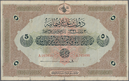 02515 Turkey / Türkei: 5 Livres 1915 P. 70, Used With Several Folds And Border Tears, One Larger Tear (2,5 - Turchia