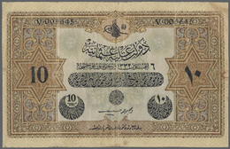 02517 Turkey / Türkei: 10 Livres 1916 P. 92, Used With Several Folds And Creases, No Tears, A Small Piece - Türkei
