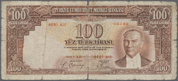 02525 Turkey / Türkei: 100 Lira ND(1938) P. 130, Very Strong Used With A Very Strong Center Fold Causing A - Turkey