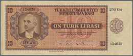 02531 Turkey / Türkei: 10 Lirasi L. 1930 (1942-1947) "?nönü" - 3rd Issue, P.141, Rare Banknote In Still Ni - Turchia