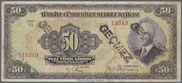 02532 Turkey / Türkei: 50 Lira ND(1942) P. 142a, 3 Stronger Vertical Folds, Stamped 3 Times On Front, No H - Turquie