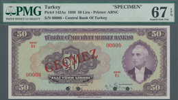 02535 Turkey / Türkei: 50 Lirasi L. 1930 (1942-1947) "?nönü" - 3rd Issue SPECIMEN, P.142As In Perfect Unci - Turchia