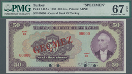 02535 Turkey / Türkei: 50 Lirasi L. 1930 (1942-1947) "?nönü" - 3rd Issue SPECIMEN, P.142As In Perfect Unci - Turkey