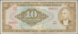 02541 Turkey / Türkei: 10 Lirasi L. 1930 (1947-1948) "?nönü" - 4th Issue, P.148, Soft Vertical Bend At Cen - Turkije