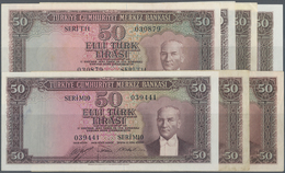 02549 Turkey / Türkei: Set With 7 Banknotes 50 Lirasi L. 1930 (1951-1961) "Atatürk" - 5th Issue With P.162 - Turchia