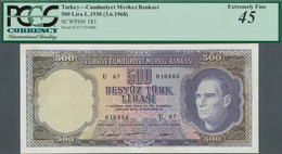 02558 Turkey / Türkei: 500 Lira L.1930 (3.6.1968), P.183 With A Few Minor Spots At Right Border And Tiny F - Turkey