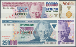 02560 Turkey / Türkei: Set Of 4 Specimen Banknotes Containing 250.000, 500.000, 1.000.000 And 5.000.000 Li - Turchia