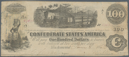 02577 United States Of America - Confederate States: 100 Dollars 1863 P. 43b, Folds And Creases Inpaper, O - Confederate (1861-1864)