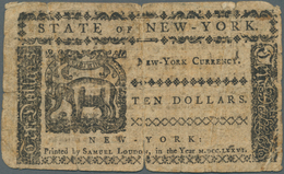 02593 United States Of America: 10 Dollars State Of New York August 13th 1776, P.S2058, Highly Rare Note I - Altri & Non Classificati