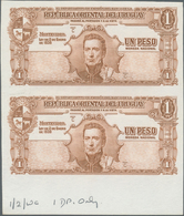 02598 Uruguay: Set Of 2 Uncut Notes 1 Peos 1939 Uniface Proof P. 35s/p In Condition: UNC. - Uruguay