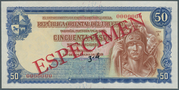 02599 Uruguay: 50 Pesos 1939 Specimen P. 38s, Zero Serial Numbers, Red Specimen Overprint, Light Handling - Uruguay