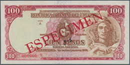 02600 Uruguay: 100 Pesos 1939 Specimen P. 39s, Zero Serial Numbers, Red Specimen Overprint, Light Handling - Uruguay