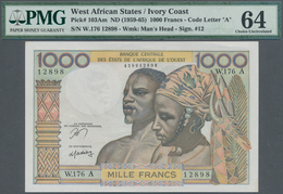 02615 West African States / West-Afrikanische Staaten: 1000 Francs ND(1959-65) P. 103Am Letter "A" For IVO - Stati Dell'Africa Occidentale