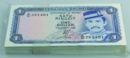 02732 Brunei: Bundle With 100 Pcs. Brunei 1 Ringgit 1985, P.6c In UNC - Brunei