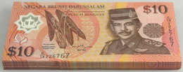 02736 Brunei: Bundle With 100 Pcs. 10 Ringgit 2008, Extraordinary Rare Date, P.24c In UNC Condition (100 P - Brunei