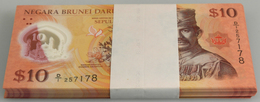 02739 Brunei: Bundle With 100 Pcs. 10 Ringgit 2011 1st Prefix D/1, P.37 In UNC Condition (100 Pcs.) - Brunei