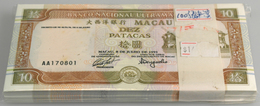 02813 Macau / Macao: Full Bundle Of 100 Pcs 10 Patacas 2001 P. 76a In UNC. (100 Pcs) - Macau