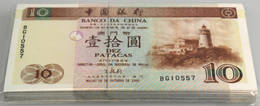 02814 Macau / Macao: Full Bundle Of 100 Pcs 10 Patacas 1995 P. 90 In UNC. (100 Pcs) - Macao